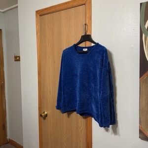 Style & Co Medium Solid Blue Long Sleeve Scoop Neck Oversized Sweater - EUC